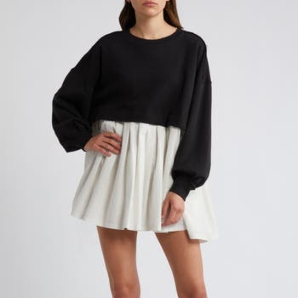 Free People Dresses & Skirts - Free People Eleanor Sweatshirt Dress In Tempest Combo